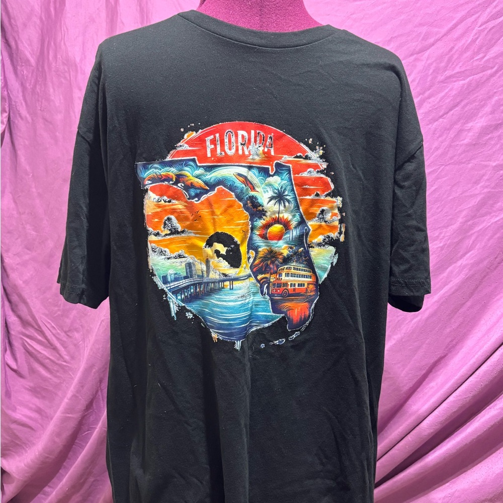 Florida Black Short Sleeve Tee with Retro Graphic Design